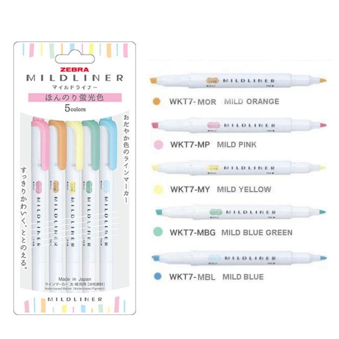 Zebra Mildliner dual-tip highlighters pink set of 5 - Paper Kooka Australia