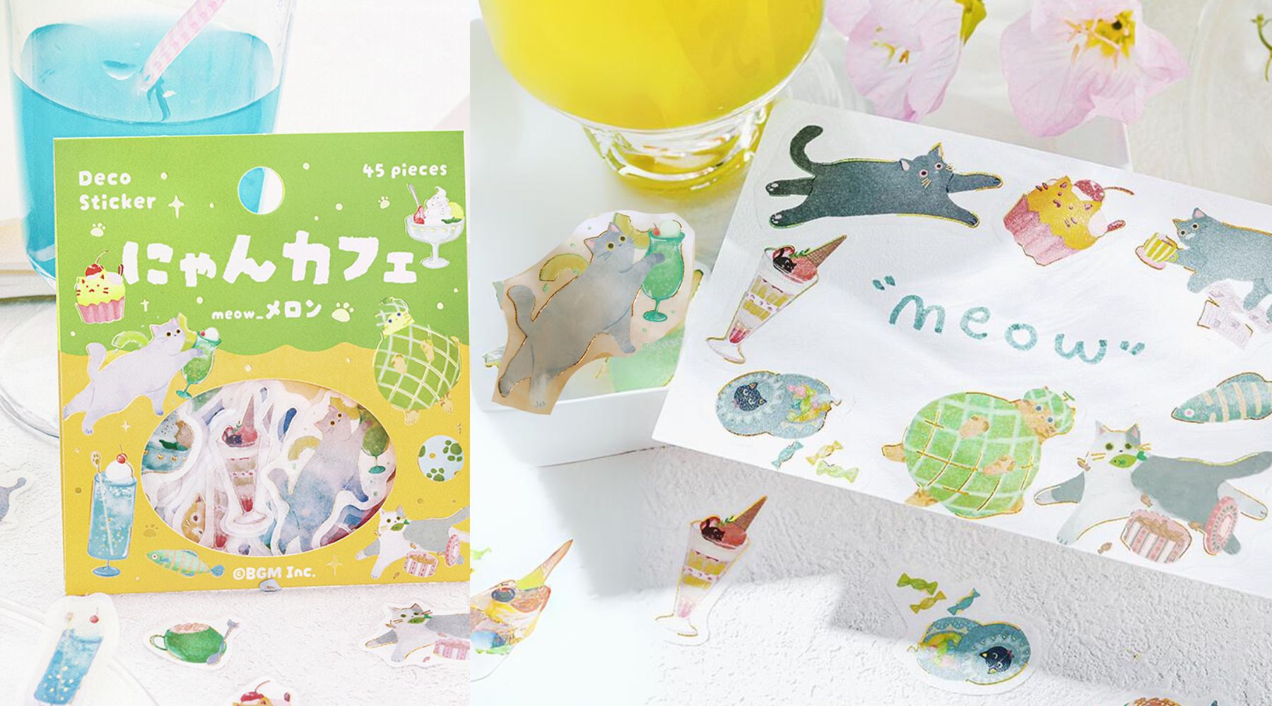 NEW Purrfect Kitten Cafe Flake Stickers from BGM Blog Post - Paper Kooka Stationery Shop Australia