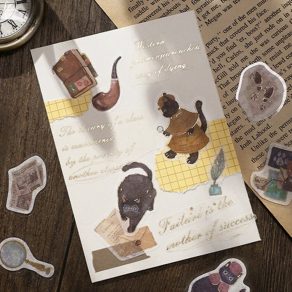 Fantasy Shopping Arcade Flake Stickers | Black Cat Detective Agency
