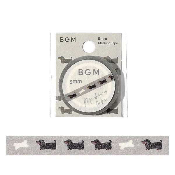 BGM 5mm masking tape with dachshund design on a white background