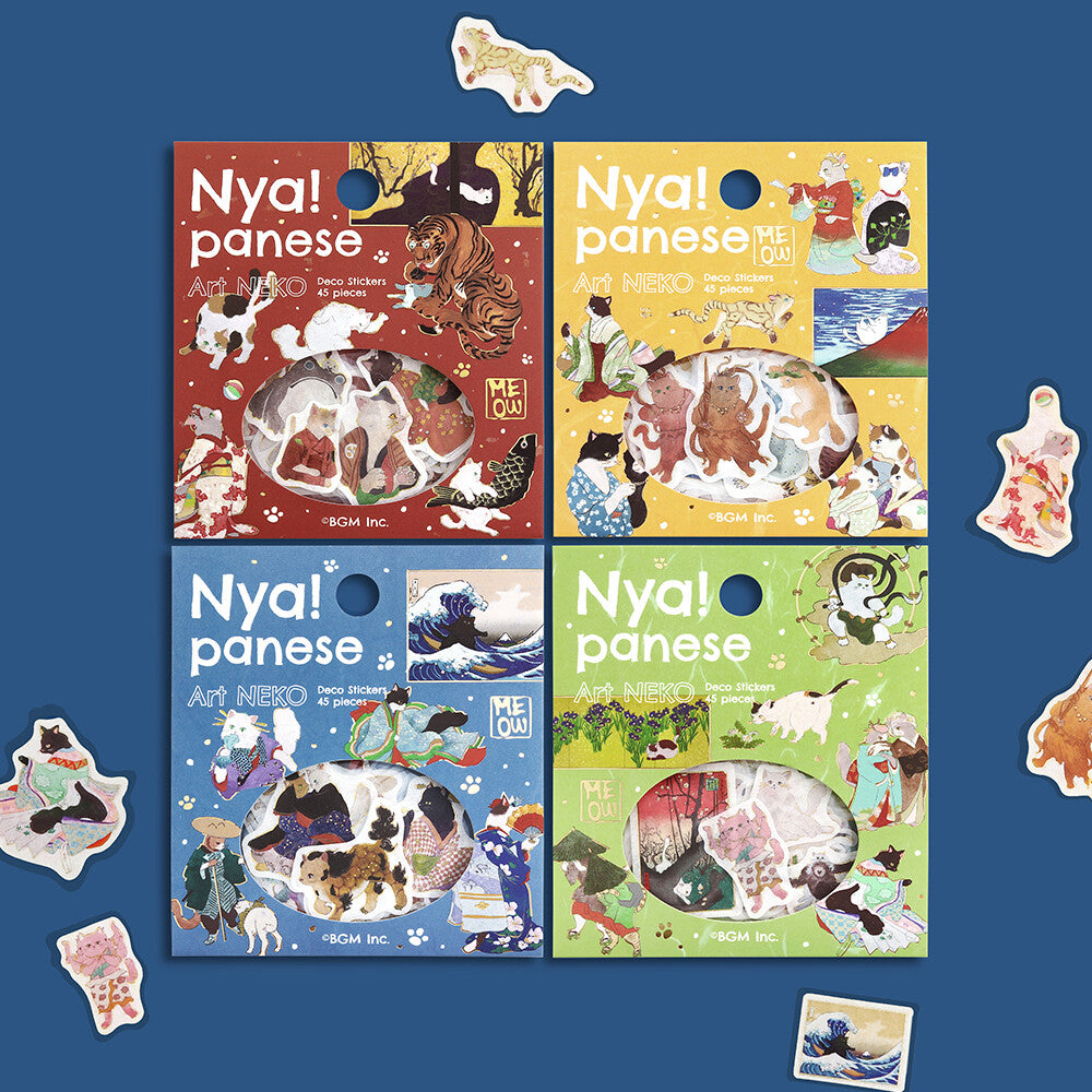 Japanese Cats Art Stickers | Gundam Blue