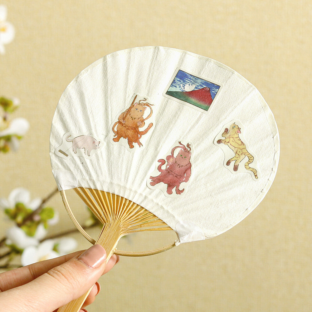 Japanese Cats Art Stickers | Yellow Tan