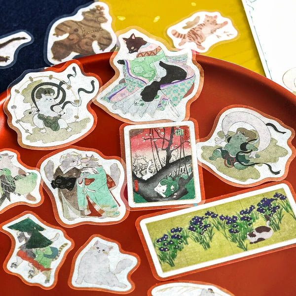 Japanese Cats Art Stickers | Wakaba