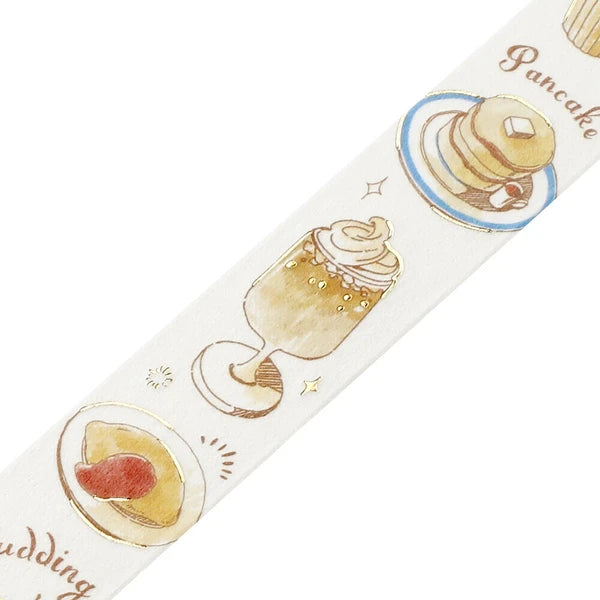 Decorative tape with illustrations of desserts on a white background