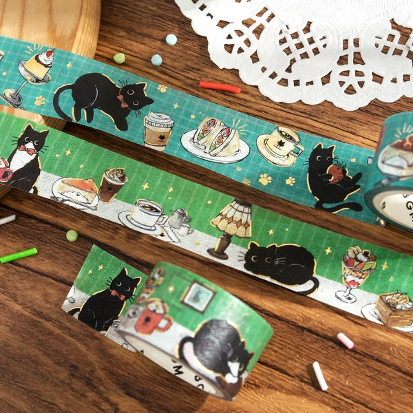 Black Cat Coffee Shop Washi Tape | Café Stroll