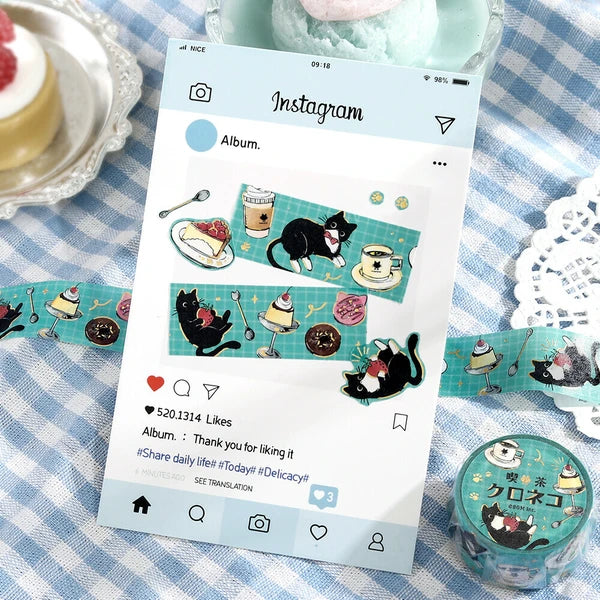 Black Cat Coffee Shop Washi Tape | Café Stroll