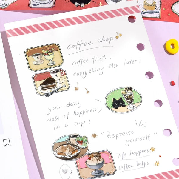 Black Cat Coffee Shop Washi Tape | Today’s Menu