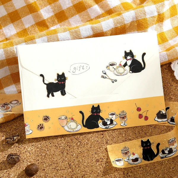 Black Cat Coffee Shop Washi Tape | Sweet Time