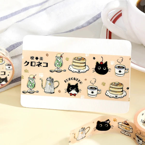 Black Cat Coffee Shop Washi Tape | Welcome!