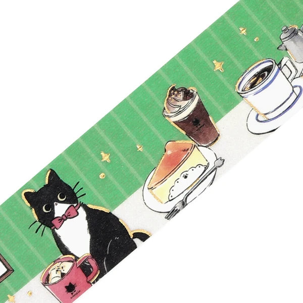 Black Cat Coffee Shop Washi Tape | Café Table