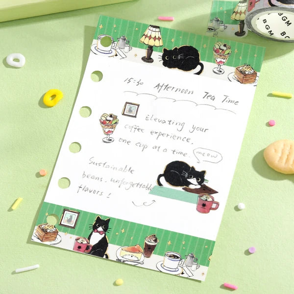 Black Cat Coffee Shop Washi Tape | Café Table