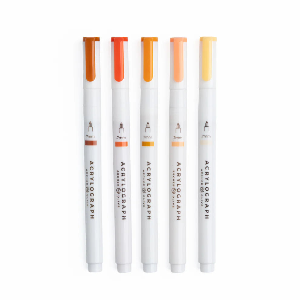 Acrylograph Pens | Burnt Orange Hues - Set of 5