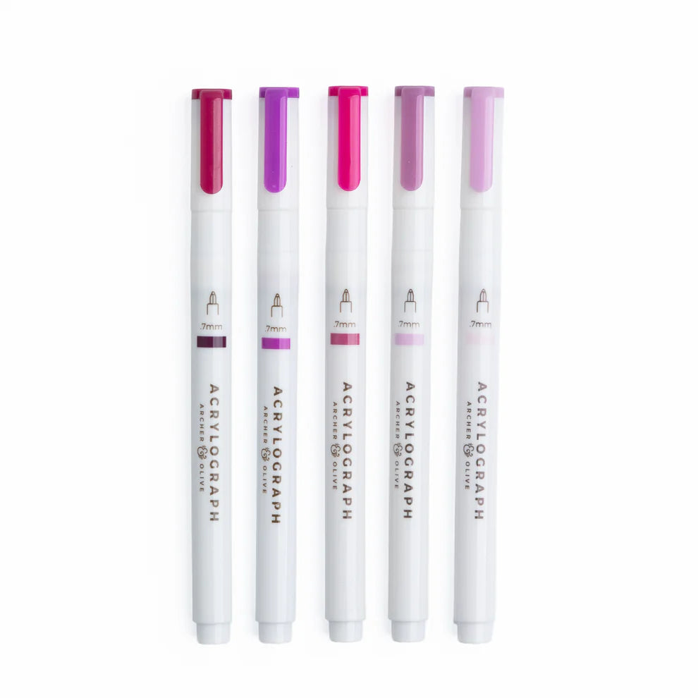 Acrylograph Pens | Fuchsia Hues - Set of 5