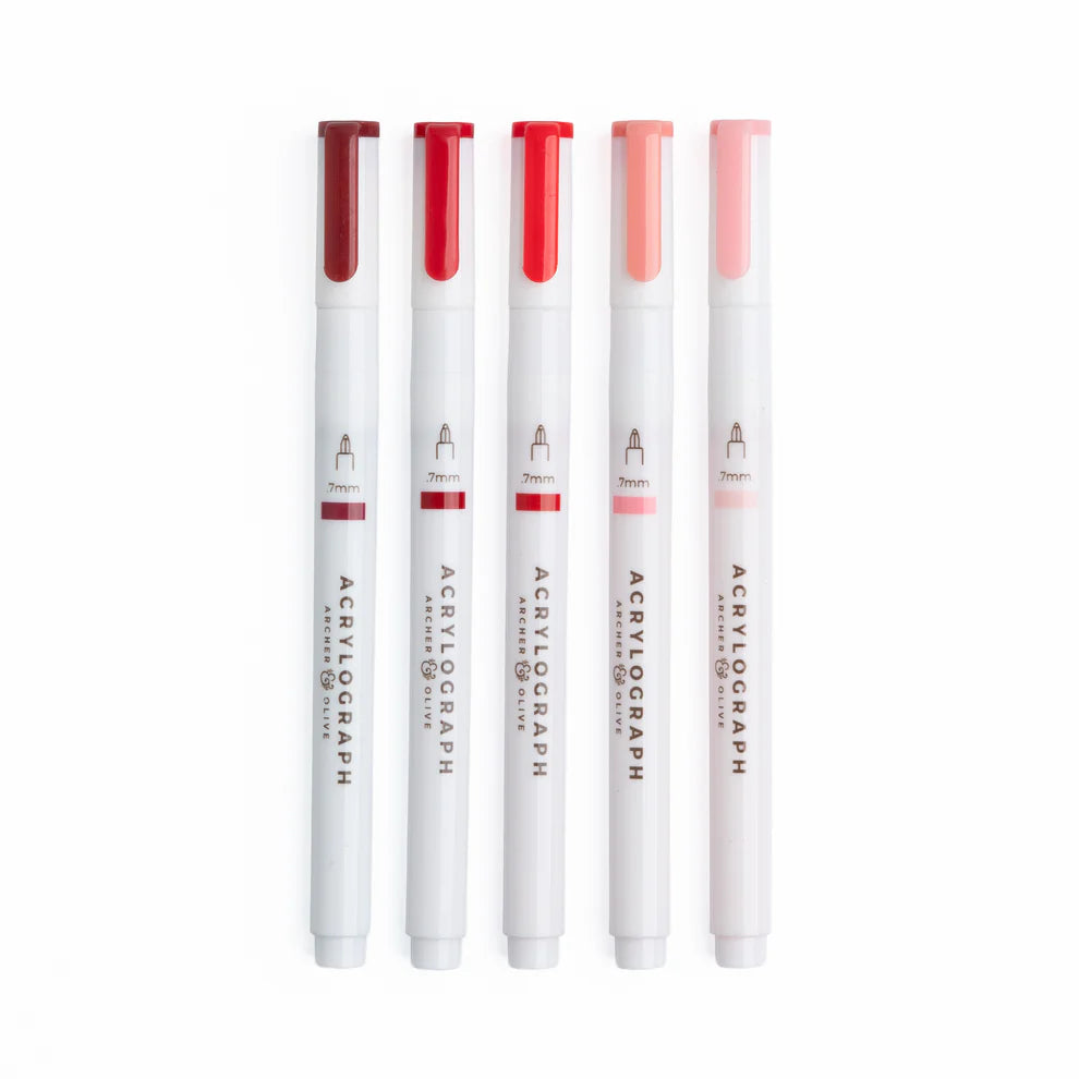 Acrylograph Pens | True Red Hues - Set of 5