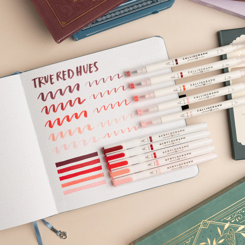 Acrylograph Pens | True Red Hues - Set of 5