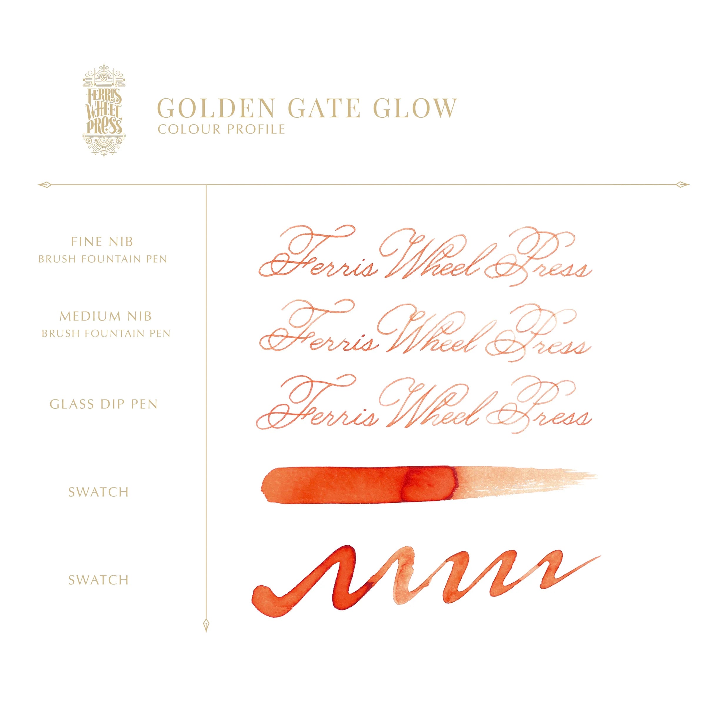 Ferris Wheel Press Fountain Pen Ink - Golden Gate Glow writing sample orange ink - Paper Kooka Australia