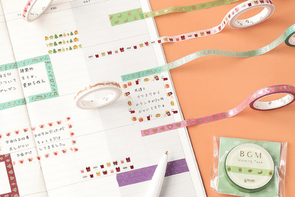 Washi tapes collection with thin washi tapes washi dots and flake stickers - Paper Kooka