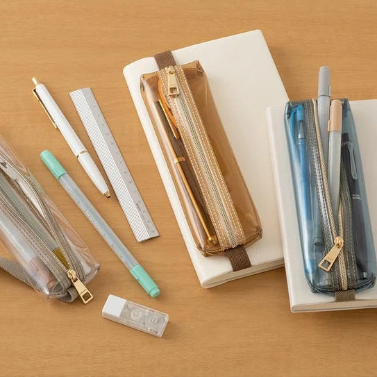 Clear Book Band Pen Case | Brown