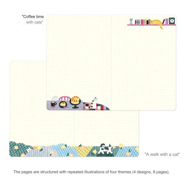 Yuru Log | "Cat Love" Illustrated B6 Dotted Notebook