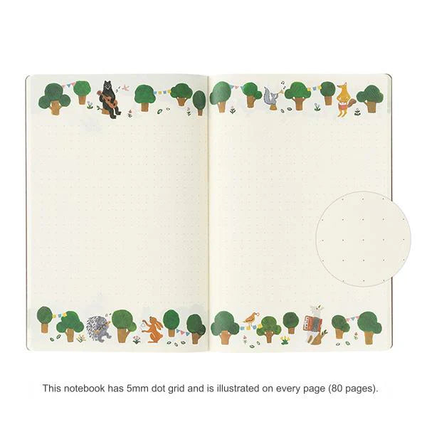 Yuru Log | "Forest Animals" Illustrated B6 Dotted Notebook