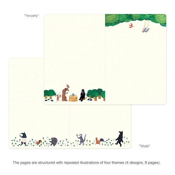 Yuru Log | "Forest Animals" Illustrated B6 Dotted Notebook