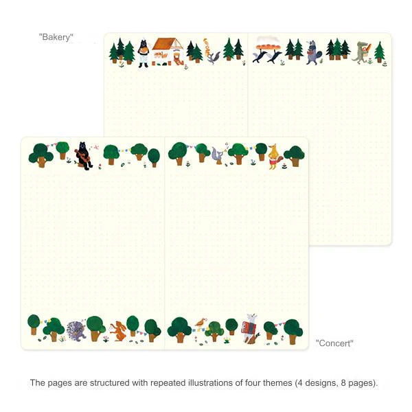 Yuru Log | "Forest Animals" Illustrated B6 Dotted Notebook