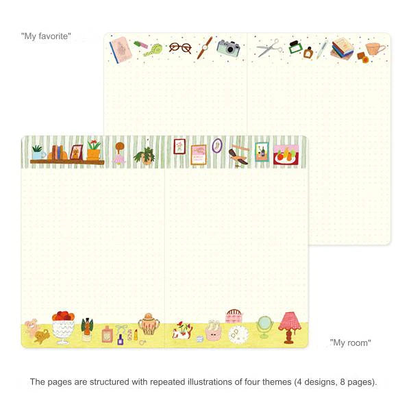 Yuru Log | "My Life" Illustrated B6 Dotted Notebook