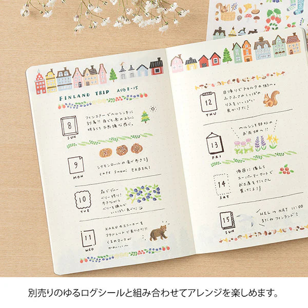 Yuru Log | "Nordic Pattern" Illustrated B6 Dotted Notebook