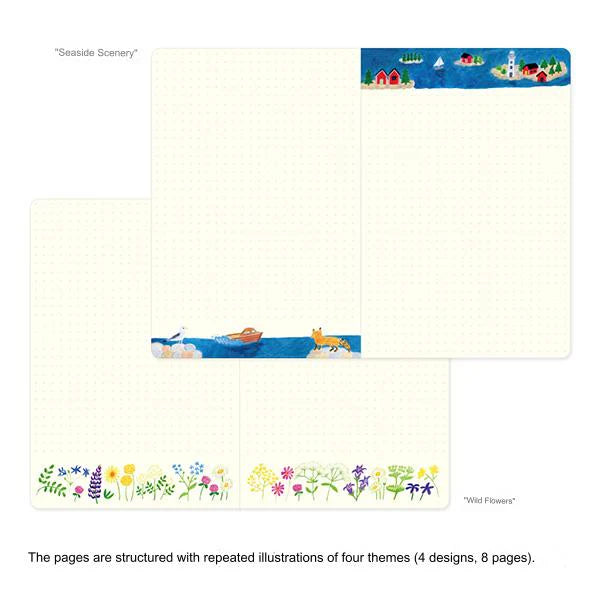 Yuru Log | "Nordic Pattern" Illustrated B6 Dotted Notebook