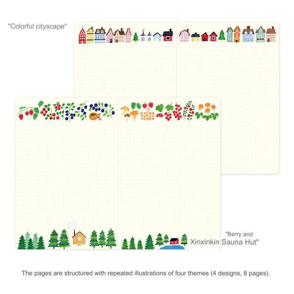Yuru Log | "Nordic Pattern" Illustrated B6 Dotted Notebook