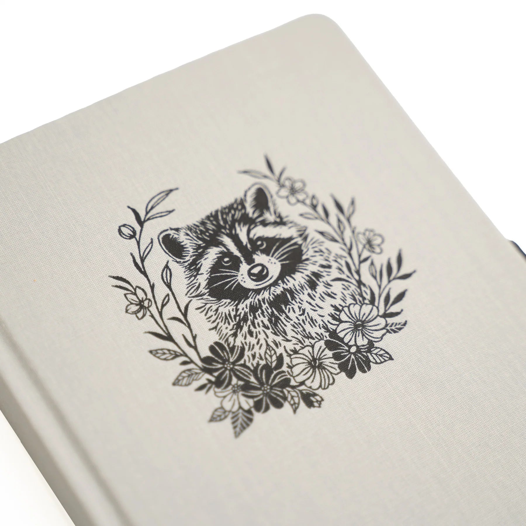 Radiant Raccoon Dotted Notebook by Archer & Olive cover design closeup on black racoon drawing - Paper Kooka Stationery Shop Australia