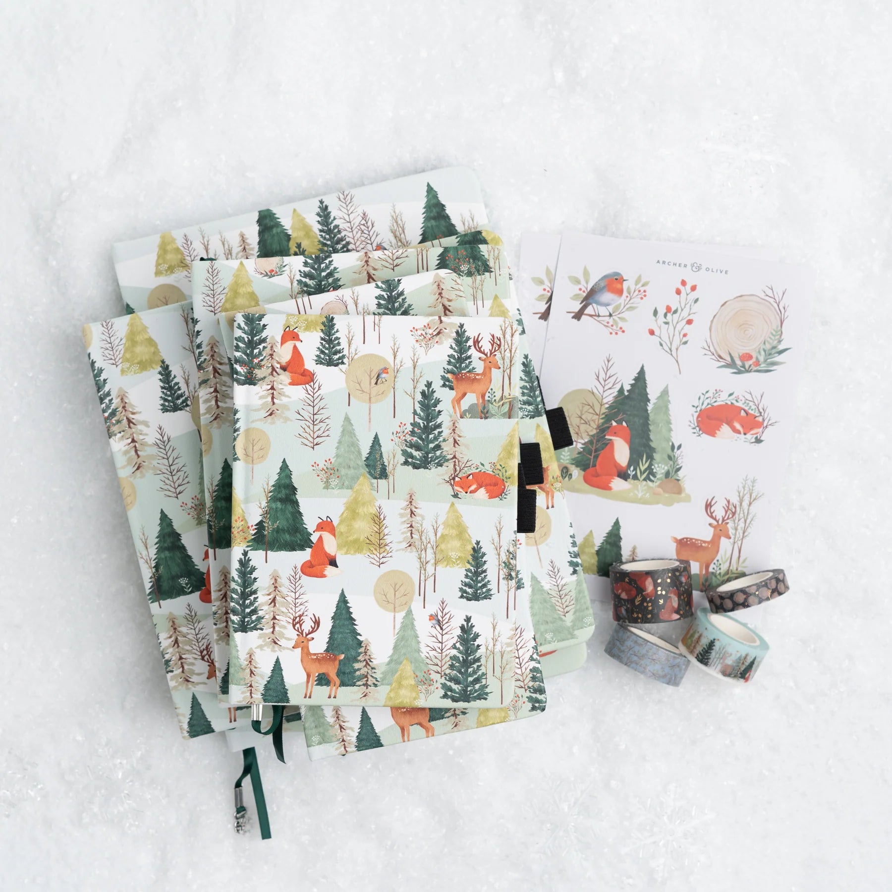 Archer & Olive Fox in Winter Woods dotted notebook collection - Paper Kooka Stationery Shop Australia