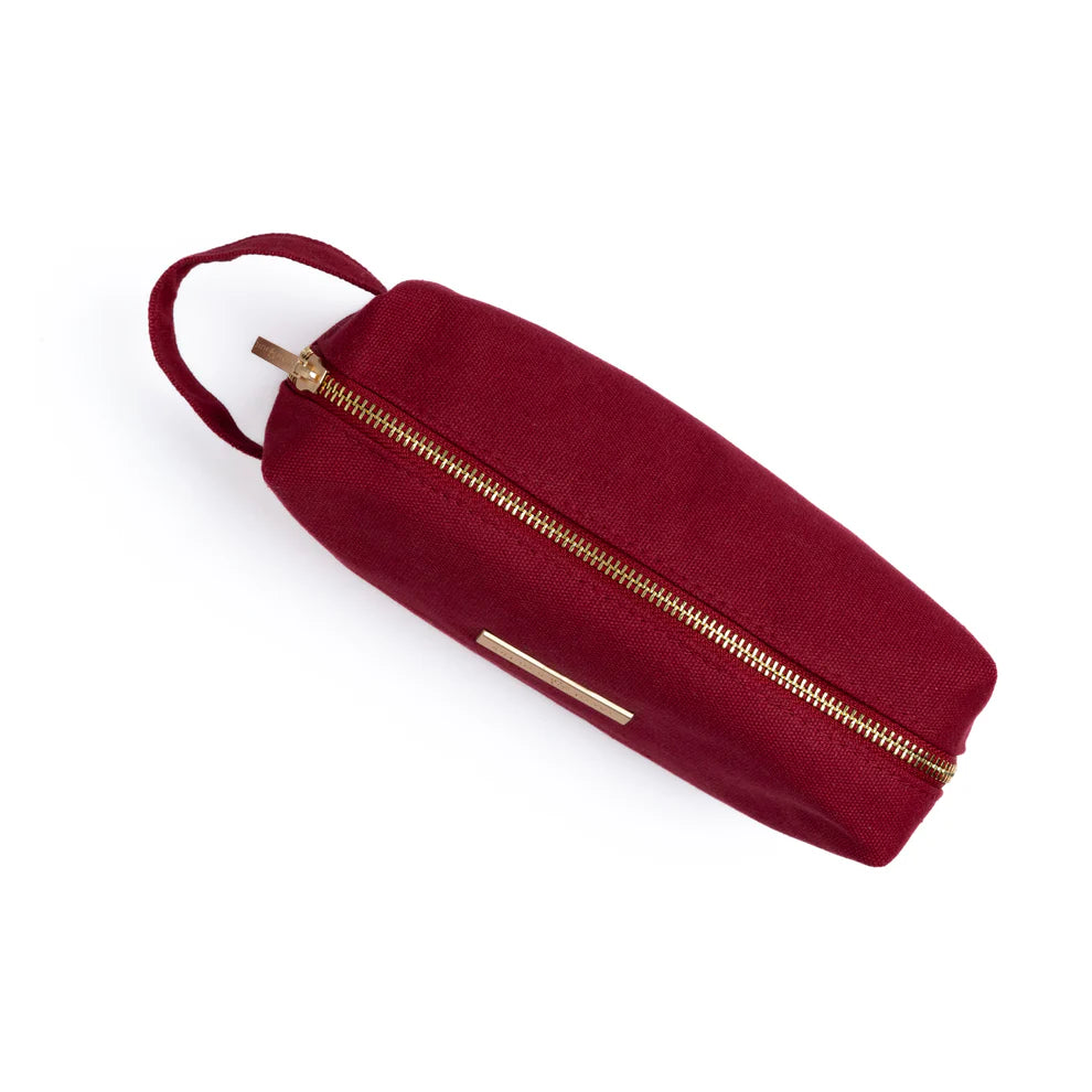 Archer & Olive Maroon Canvas Zipper Pouch closed - Paper Kooka Stationery Shop Australia