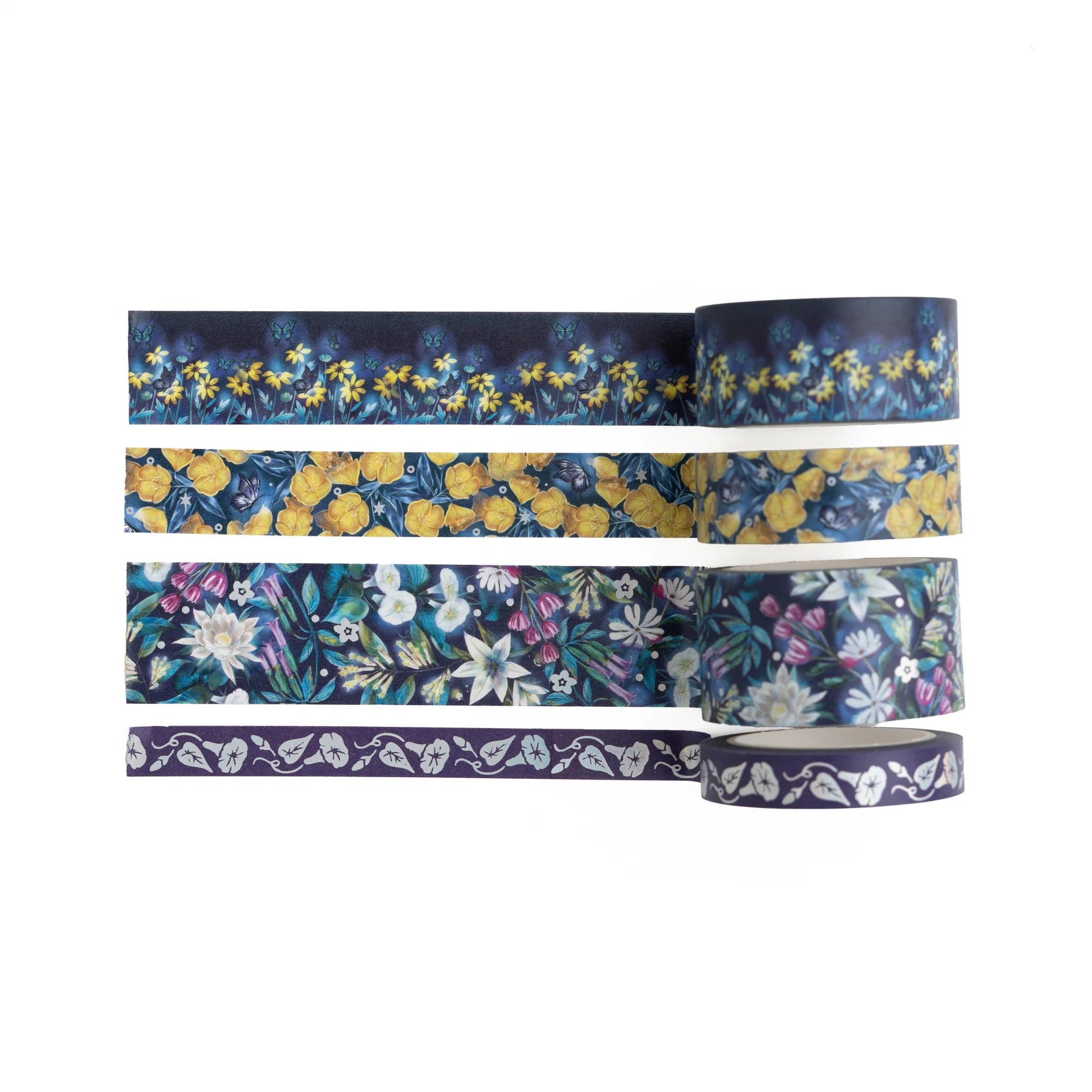 Archer & Olive Midnight Floral Washi Tape Set of 4 floral washi tapes - Paper Kooka Stationery Shop Australia