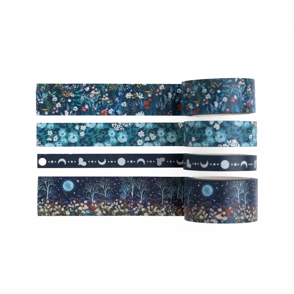 Archer & Olive Moonlit Garden Washi Tape Set of 4 tapes - Paper Kooka Stationery Shop Australia