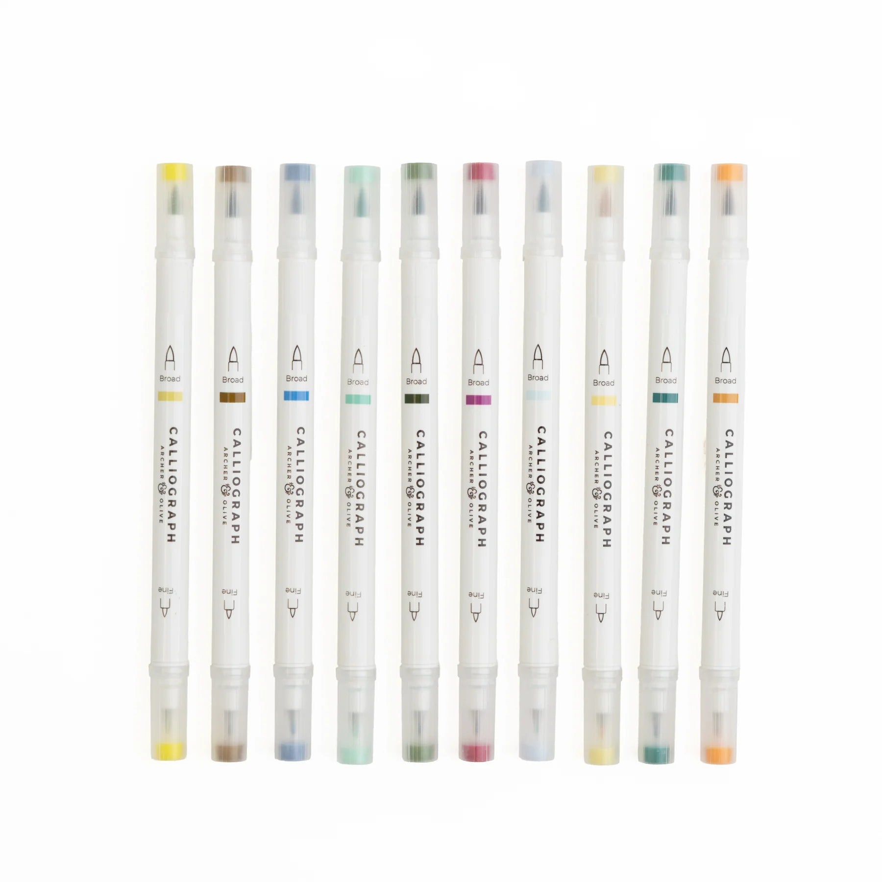 Archer & Olive Night Blooms Calliograph Brush Pens Set 10 colours and double brush tips - Paper Kooka Stationery Shop Australia