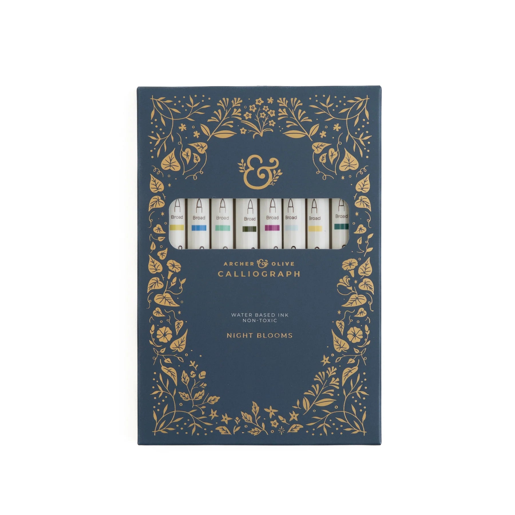 Archer & Olive Night Blooms Calliograph Brush Pens Set with 10 brush pens - Paper Kooka Stationery Shop Australia