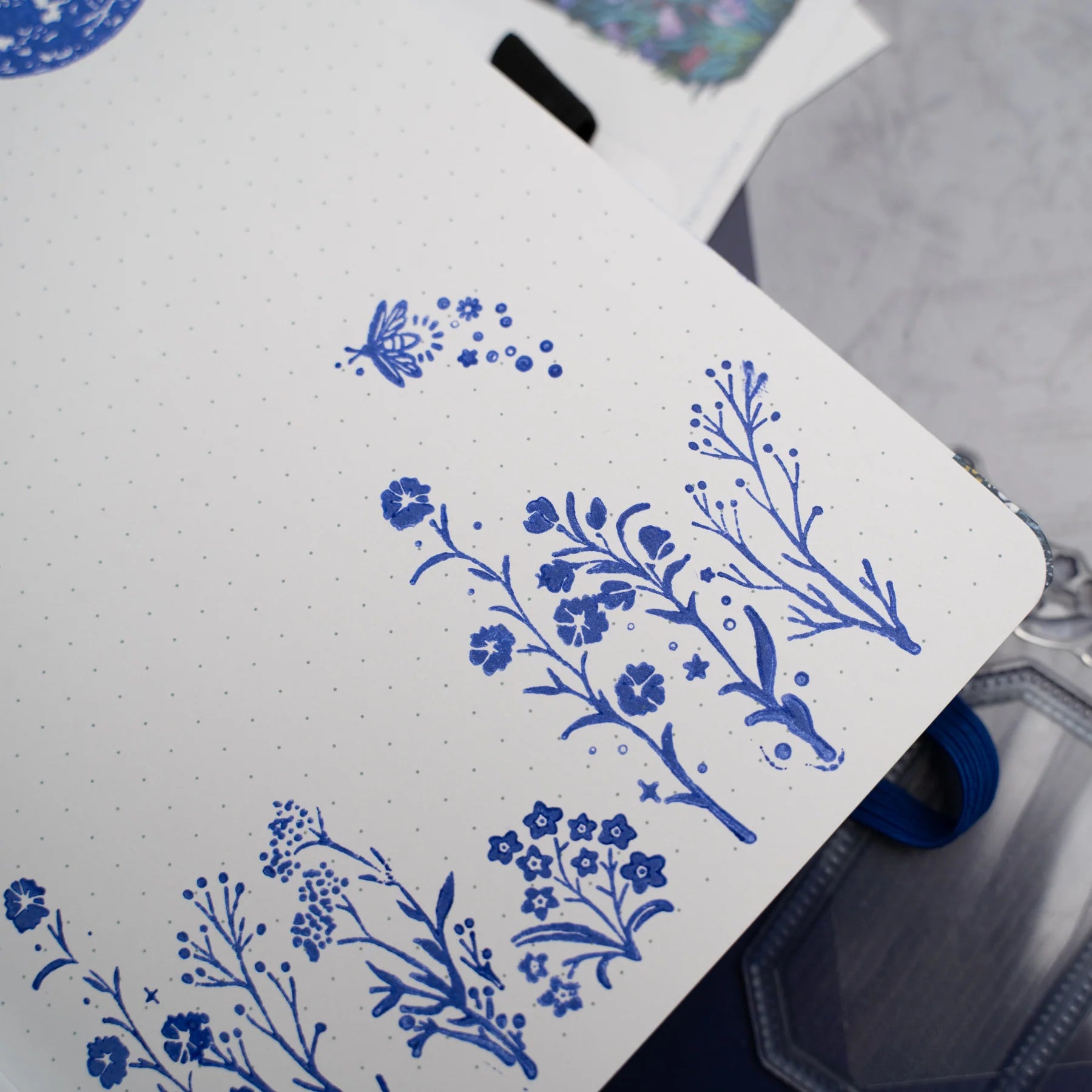 Archer & Olive Night Blooms Stamp Set with blue ink - Paper Kooka Stationery Shop Australia