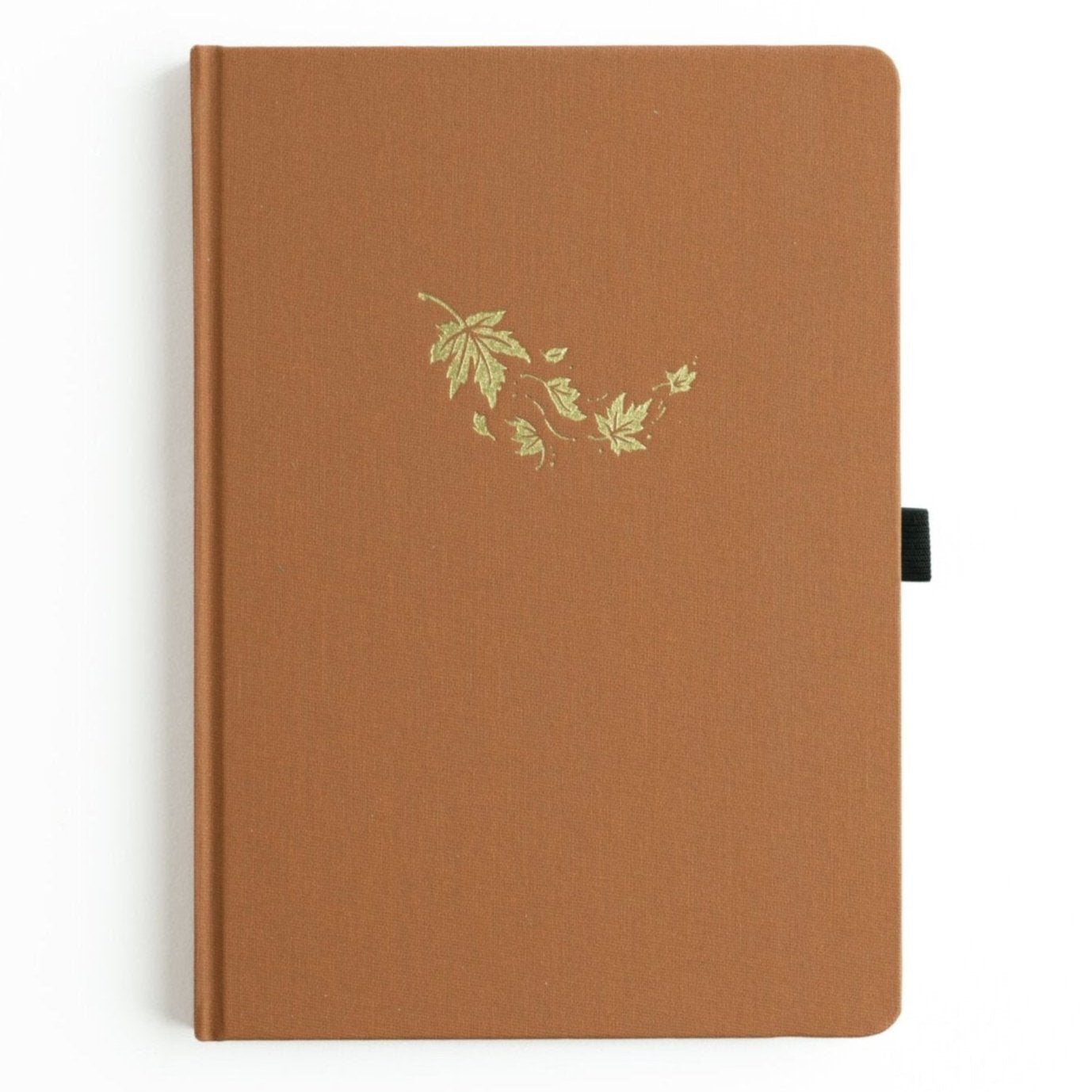 Archer & Olive Swirling Leaves B5 dotted notebook with orange cover with gold foil falling leaves design - Paper Kooka Stationery Australia