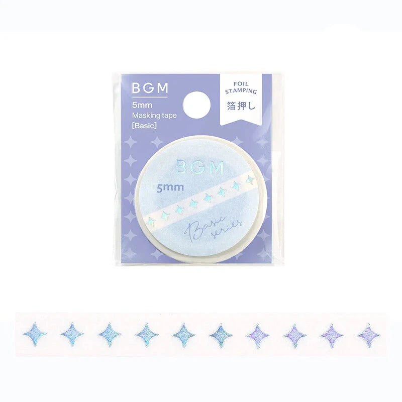 BGM Holographic Star - Basic thin washi tape - Paper Kooka Stationery Australia