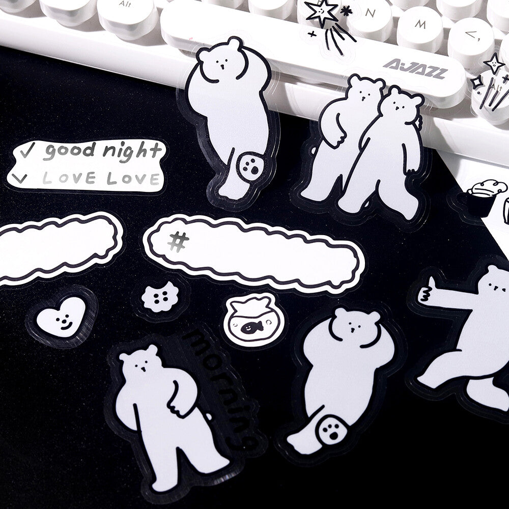 Bear Cafe Yuruku Iko-yo PET & Washi Flake Stickers