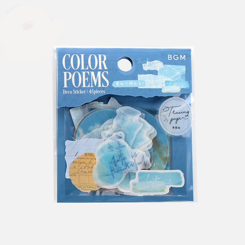 BGM Blue Colourful Poem Tracing Paper Deco Stickers - Paper Kooka Australia