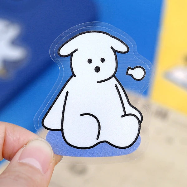 BGM Blue - Petit Puppy Transparent Stickers closeup - Paper Kooka Australia