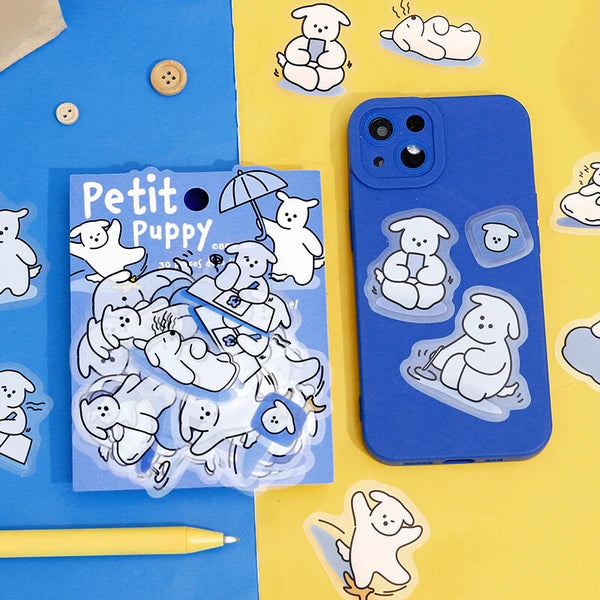 BGM Blue - Petit Puppy PET Clear Stickers from Japan - Paper Kooka Australia