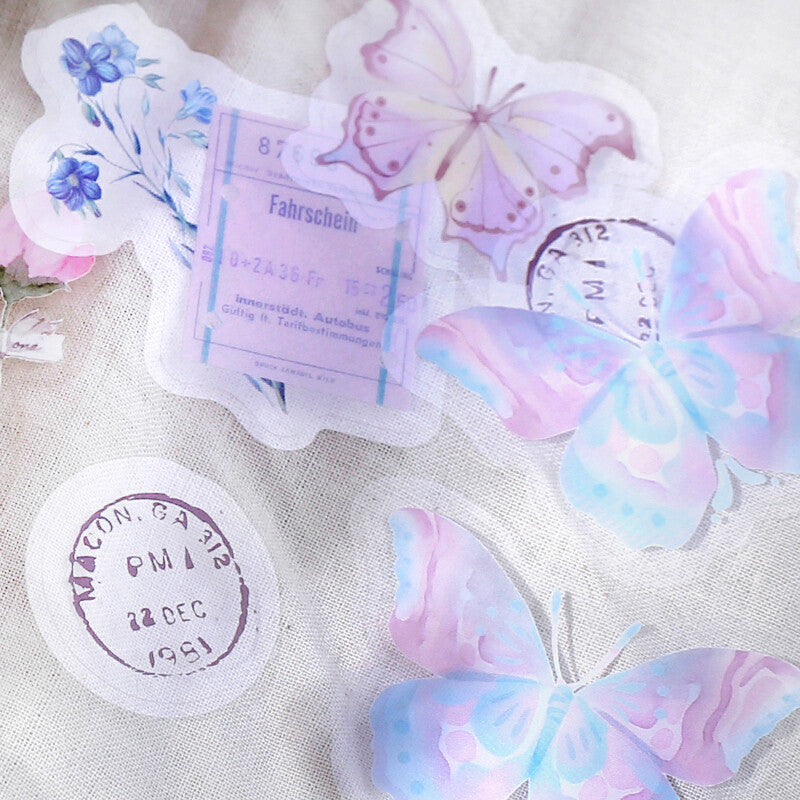BGM 'Butterfly Dream' Natural History PET Clear Stickers close-up - Paper Kooka Australia