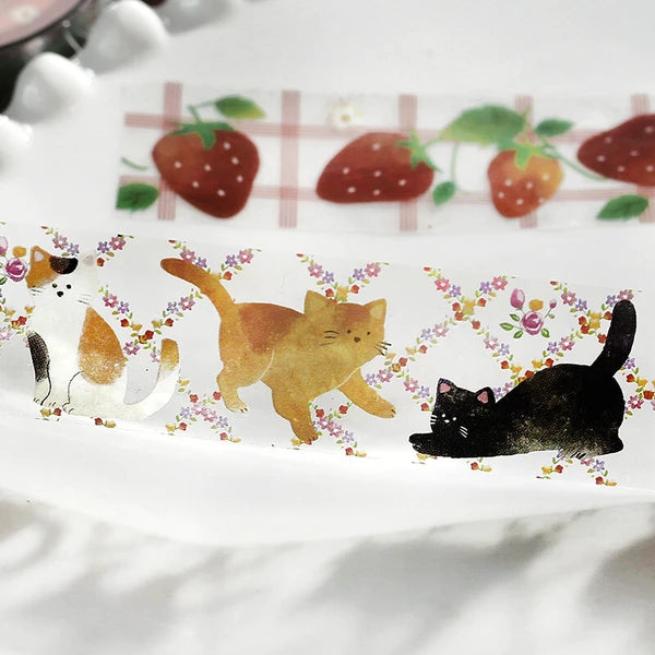 BGM Cat - Cafe a la mode transparent Tape with cute cats - Paper Kooka Stationery Australia