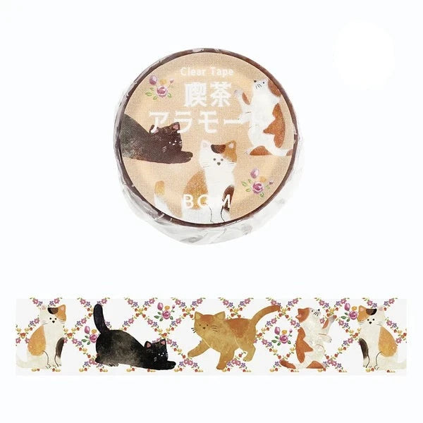 BGM Cat - Cafe a la mode Clear PET Tape with cute cats - Paper Kooka Stationery Australia