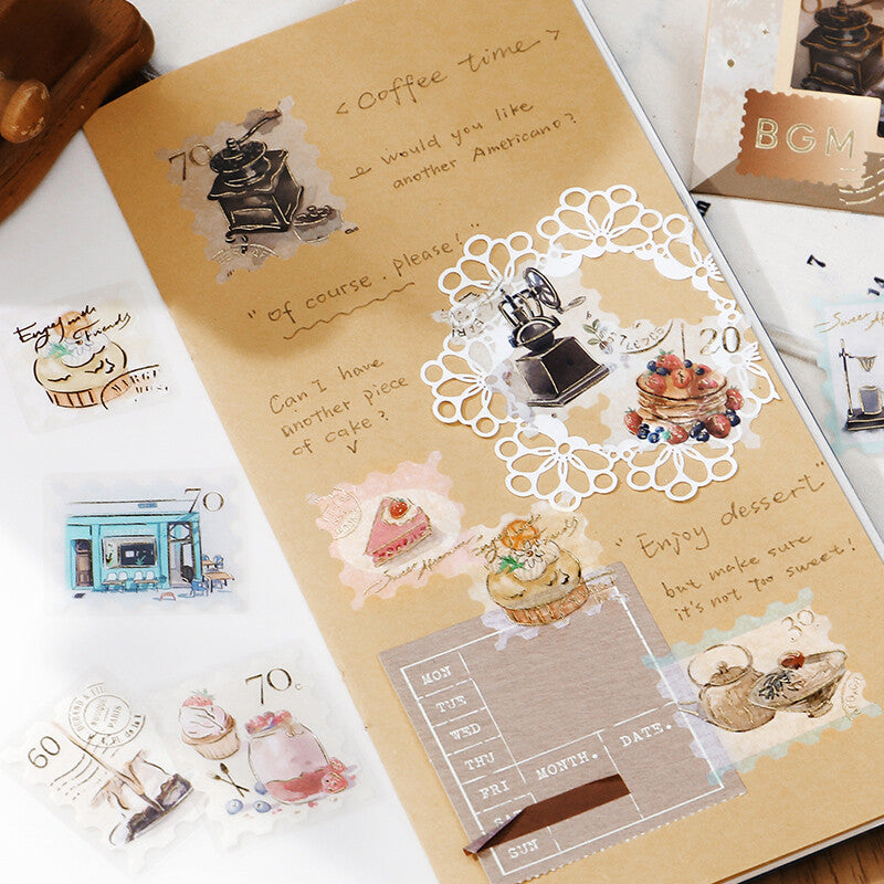 BGM Coffee Days Post Office Flake Stickers for journaling and cardmaking - Paper Kooka Stationery Australia