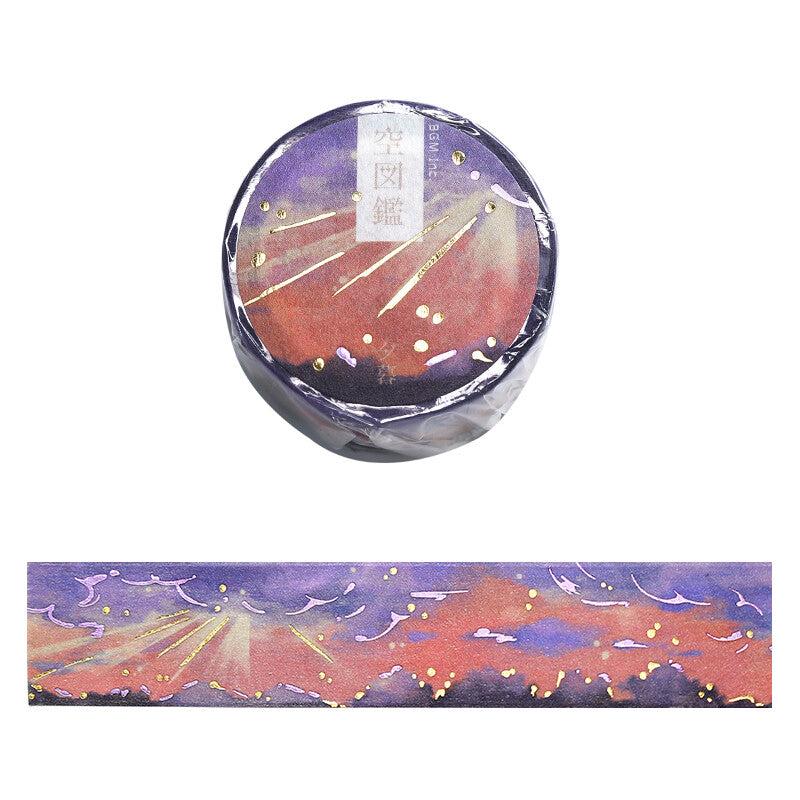 BGM Evening Dusk Sky Illustrated Book washi tape with purple and red sky - Paper Kooka Stationery Shop Australia