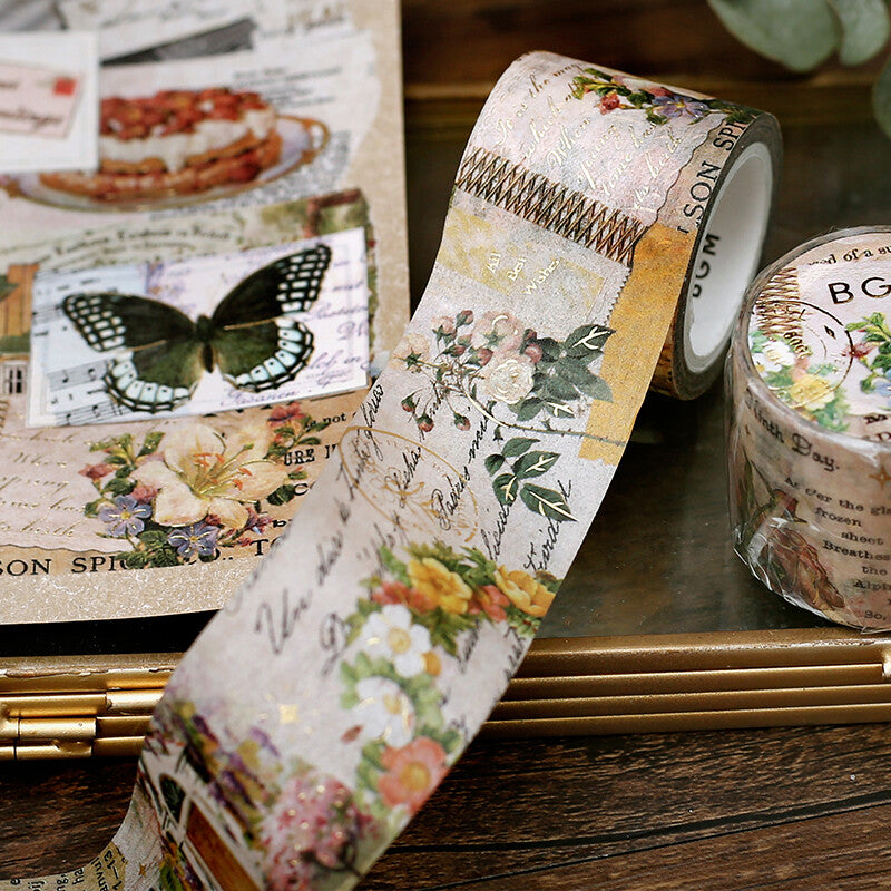 BGM Flower Invitation to Romance wide masking tape - Paper Kooka Australia